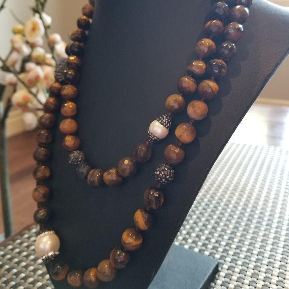 Turkish Tiger eyes long necklace. - Picture 3 of 8